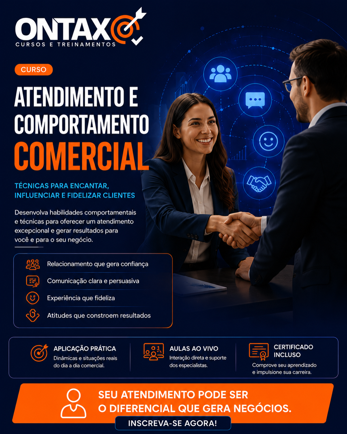 Capa do curso Atendimento e Comportamento Comercial